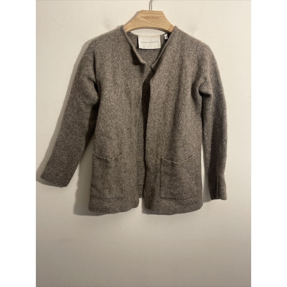 Babaton Heathered Brown Wool-Blend Open Cardigan